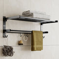 Gloxy Rectangular Shape Stainless Steel Black Finsih Folding 24 Inch Towel Rack For Bathroom
