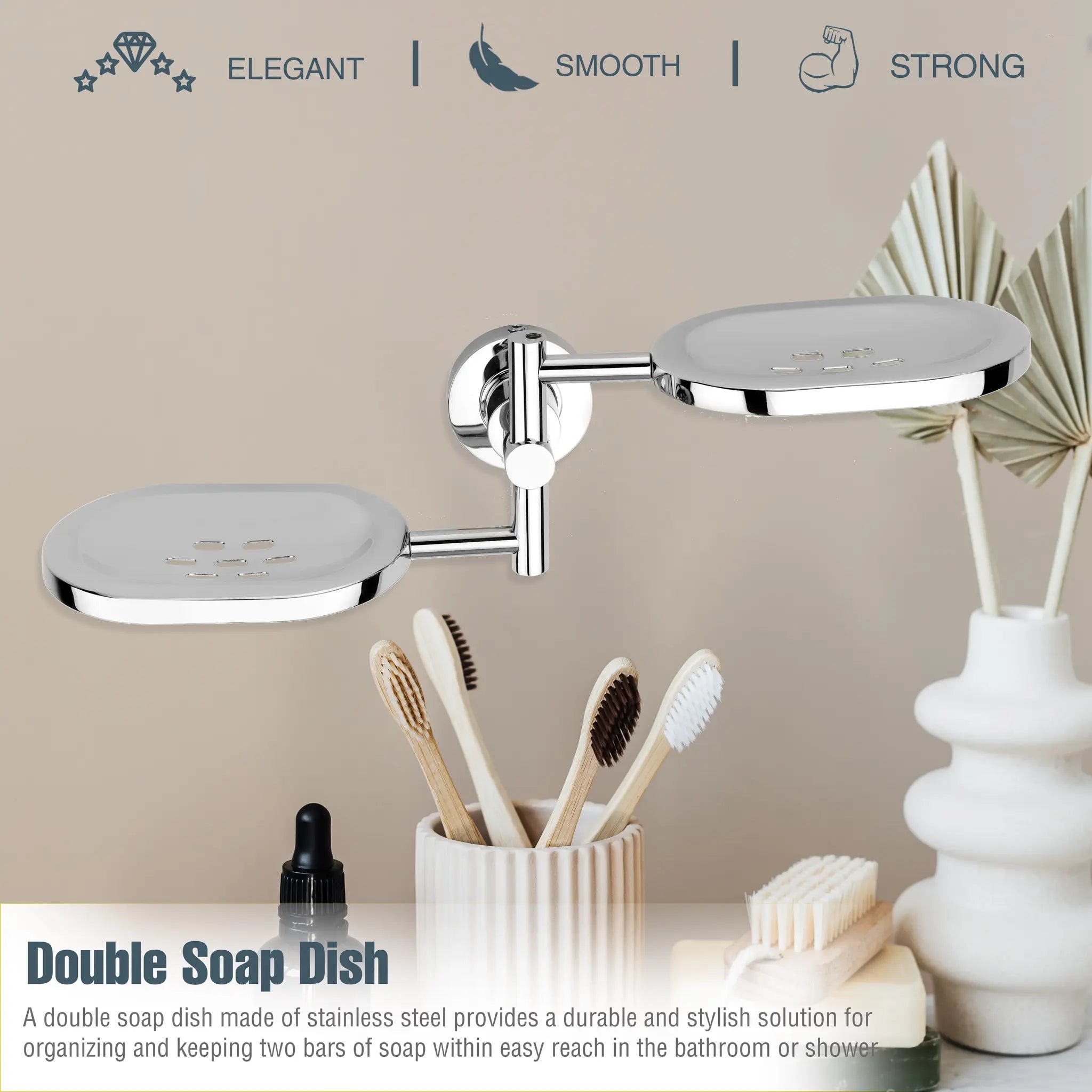 Gloxy Care Shape Stainless Steel 304 Grade Chrome Finish Wall Mounted Soap Holder