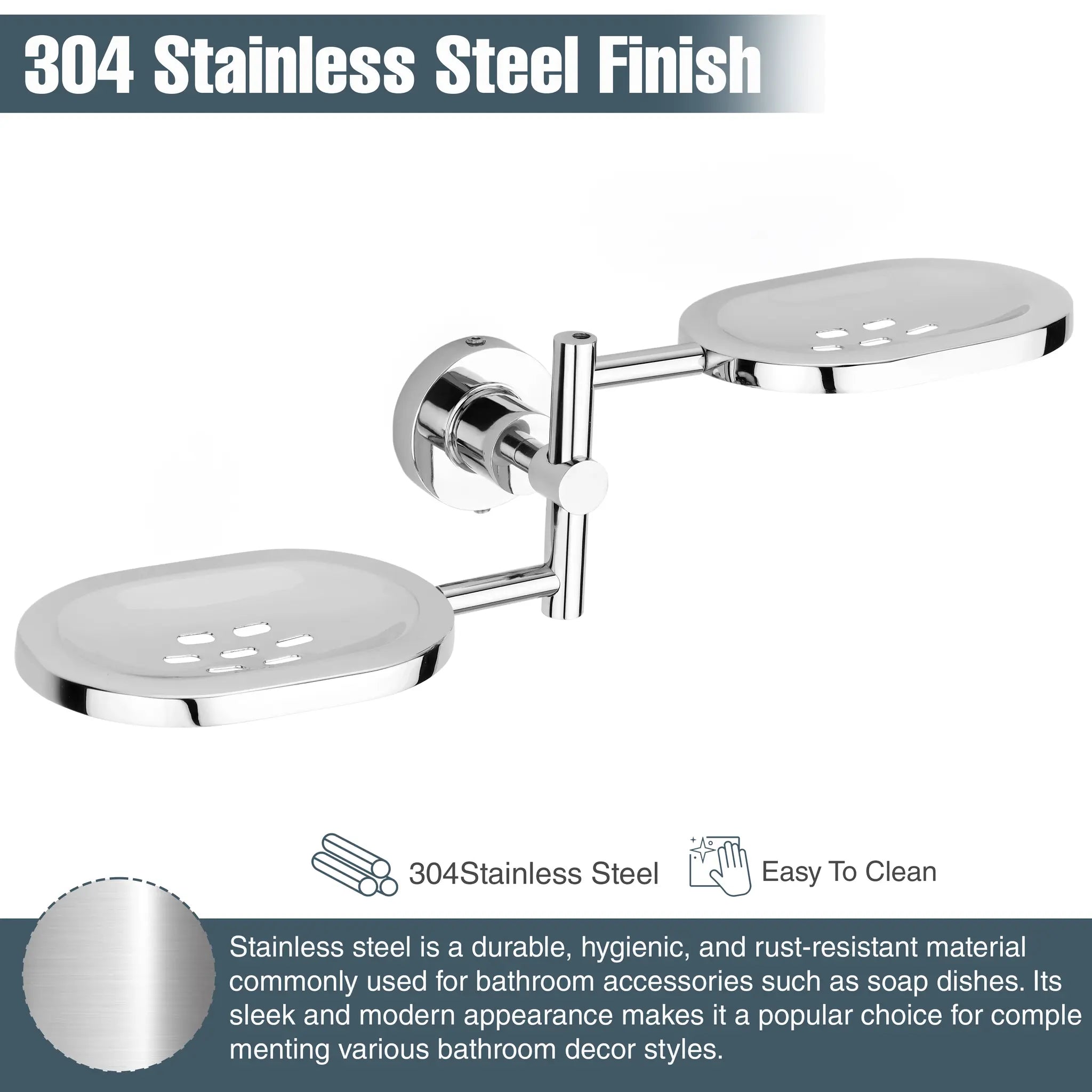 Gloxy Care Shape Stainless Steel 304 Grade Chrome Finish Wall Mounted Soap Holder