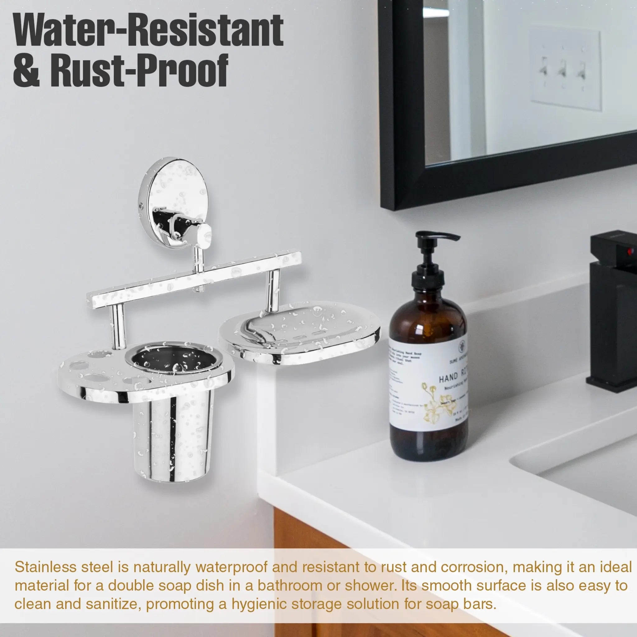 Gloxy Stainless Steel 202 Grade Chrome Finish Soap Holder With soap and toothbrush holder set