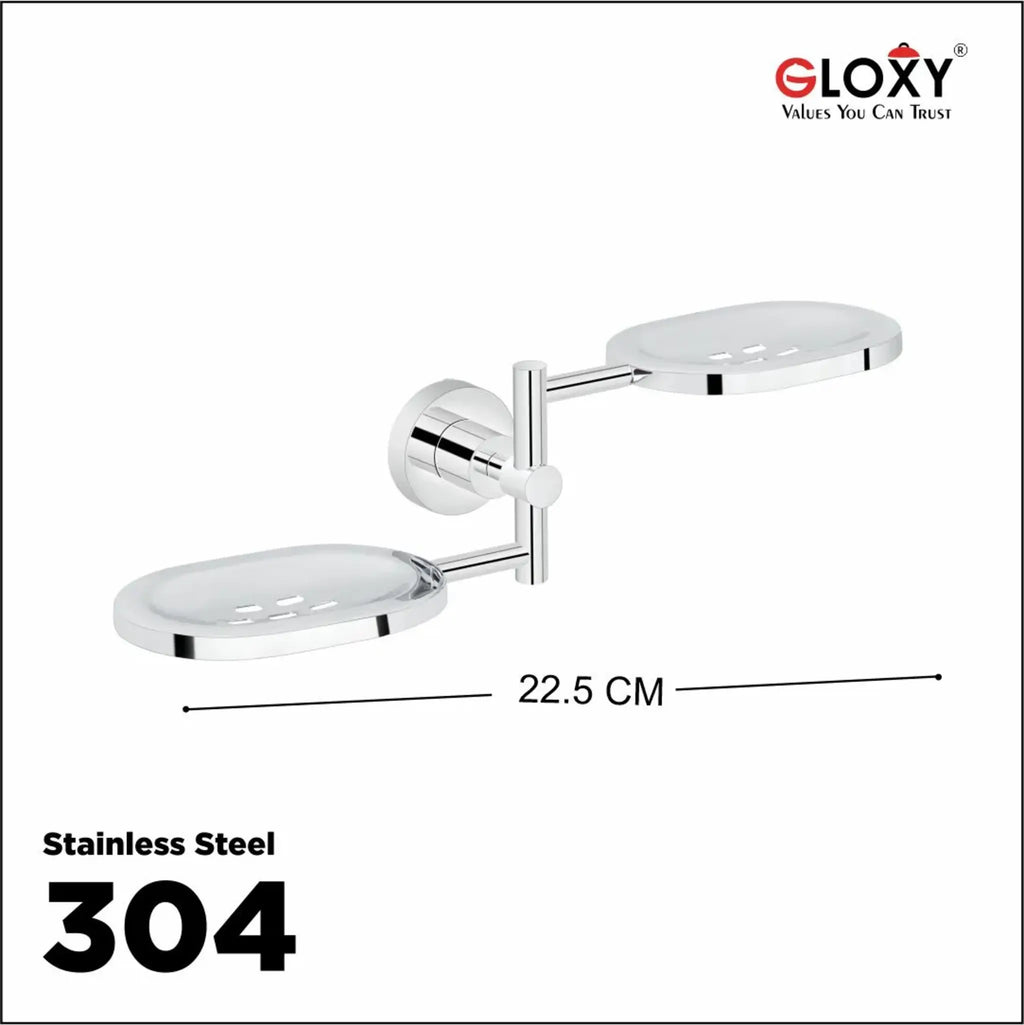 Gloxy Care Shape Stainless Steel 304 Grade Chrome Finish Wall Mounted Soap Holder