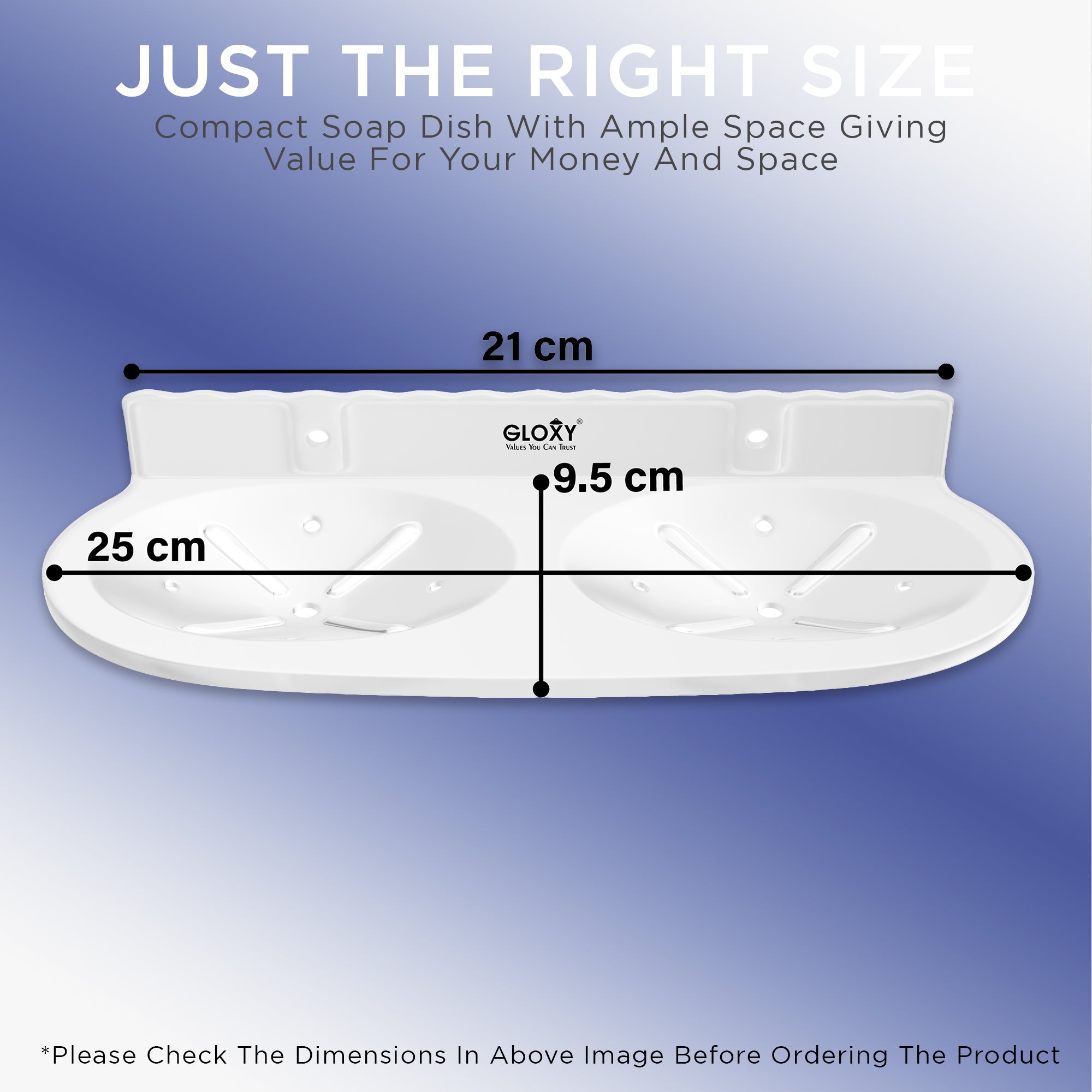 Gloxy Oval Shape Matt Finish Double Soap Dish Acrylic