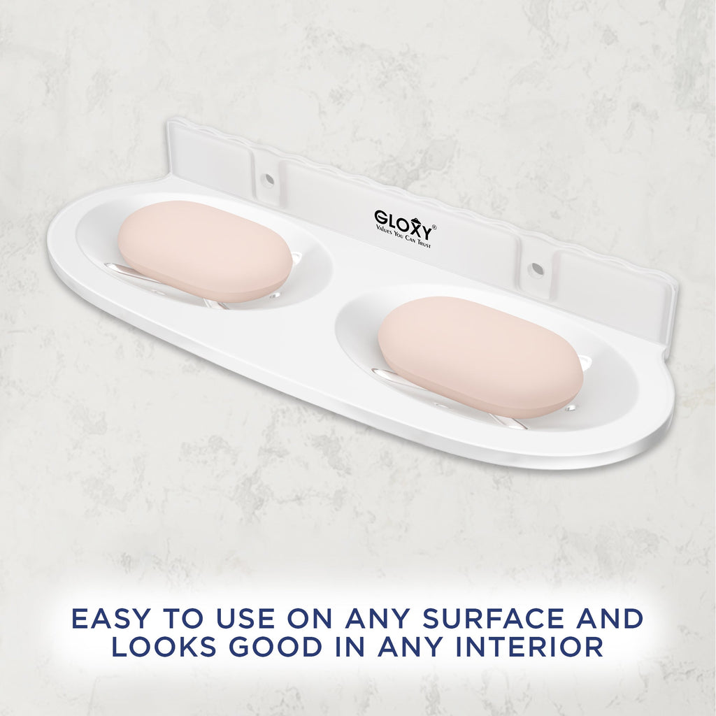 Gloxy Oval Shape Matt Finish Double Soap Dish Acrylic