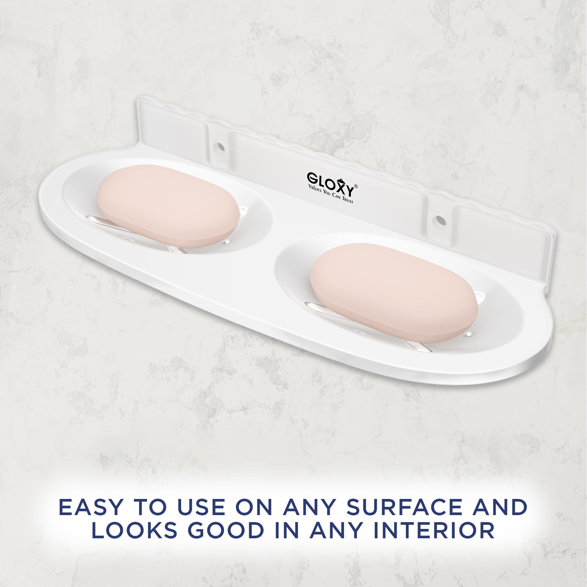Gloxy Oval Shape Matt Finish Double Soap Dish Acrylic