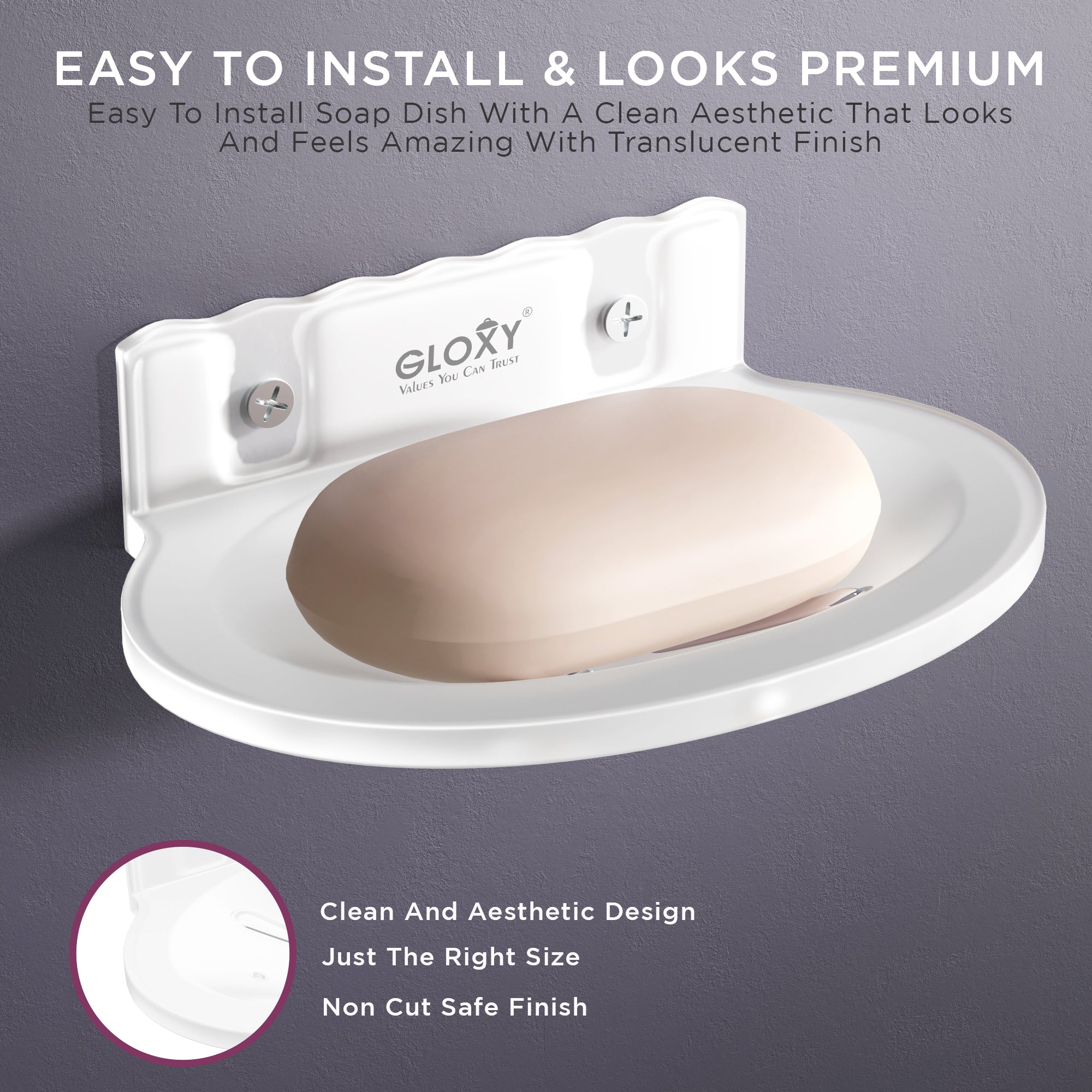 Gloxy Oval Shape Acrylic Matt Finish Shower Soap Holder