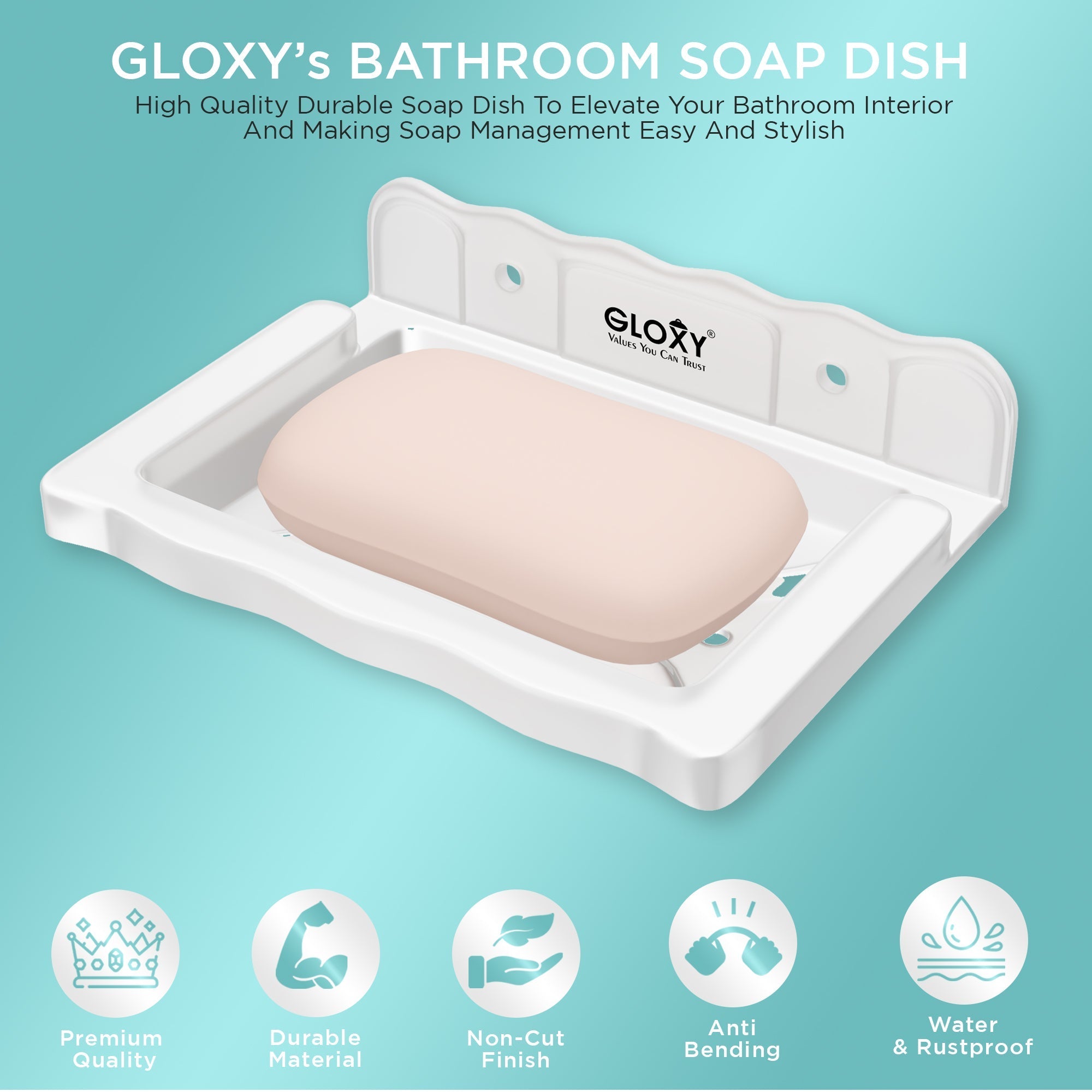 Gloxy Acrylic Matt Finish Single Soap Dish Wall Mount