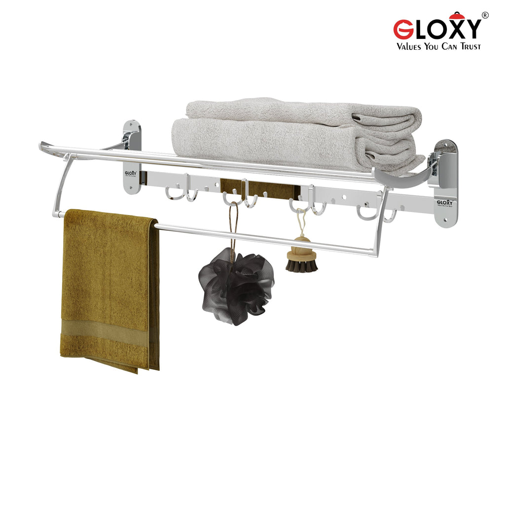 Wall Mounted 24 Inch Stainless Steel Folding Towel Rack for Bathroom- by GLOXY