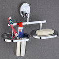 Gloxy Stainless Steel 202 Grade Chrome Finish Soap Holder With soap and toothbrush holder set