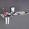 Gloxy Rectangular Shape Stainless Steel 304 Grade Chrome Finish Single Soap Holder With Tumbler Holder