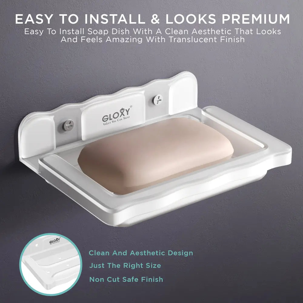 Gloxy Acrylic Matt Finish Single Soap Dish Wall Mount - Single Soap Dish