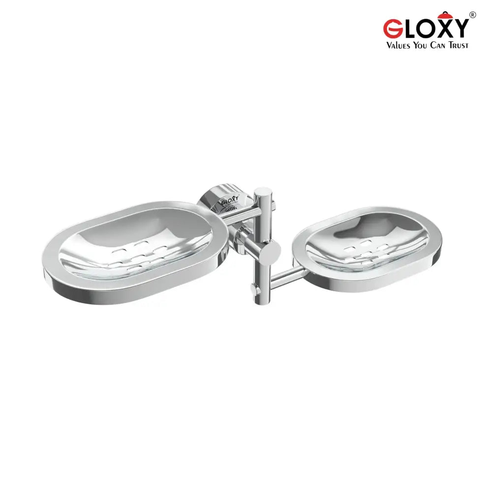 Gloxy Care Shape Stainless Steel 304 Grade Chrome Finish Wall Mounted Soap Holder - Double Soap Dish
