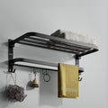 Gloxy Round Shape Stainless Steel Black Finsih Towel Bathroom Rack with Folding Bar-24 Inch